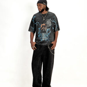 lightning oversized washed t-shirt in black