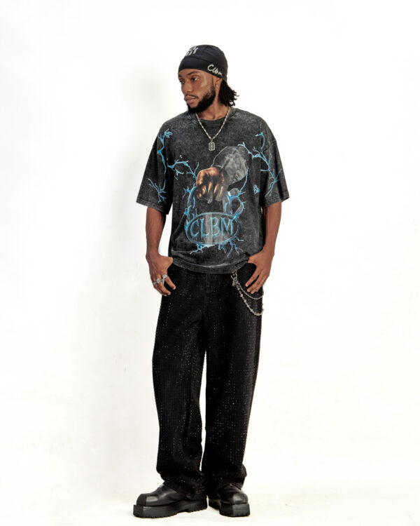 lightning oversized washed t-shirt in black